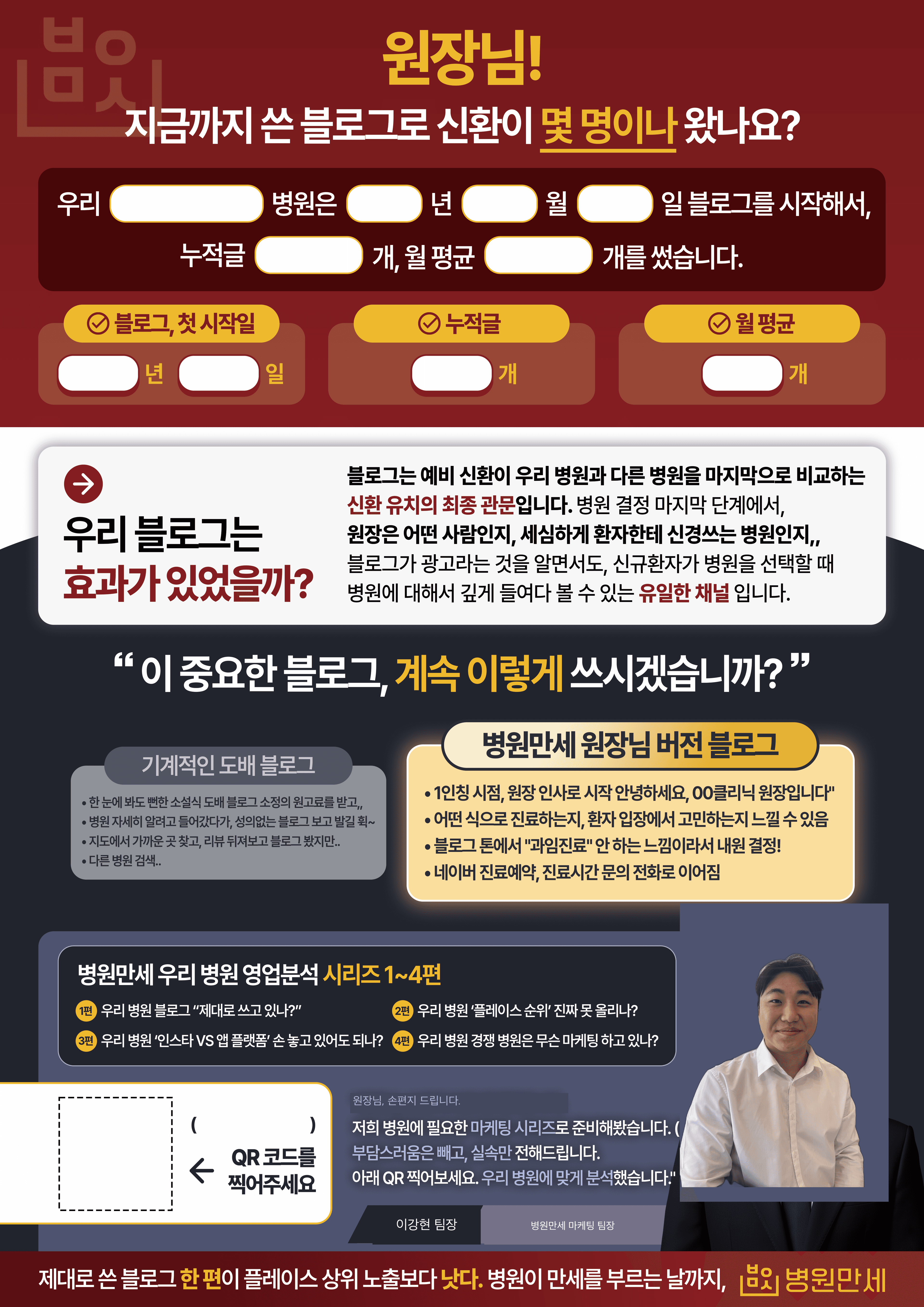 병원만세 A2 영업 전단지 — 지금까지 쓴 블로그로 신환이 몇 명이나 왔나요?